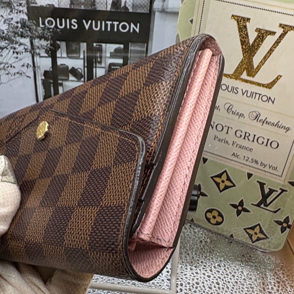 Louis Vuitton🌼Brown & Pink🩷 Interior Damier Ebene long Sarah Wallet-EUC - Picture 7 of 11